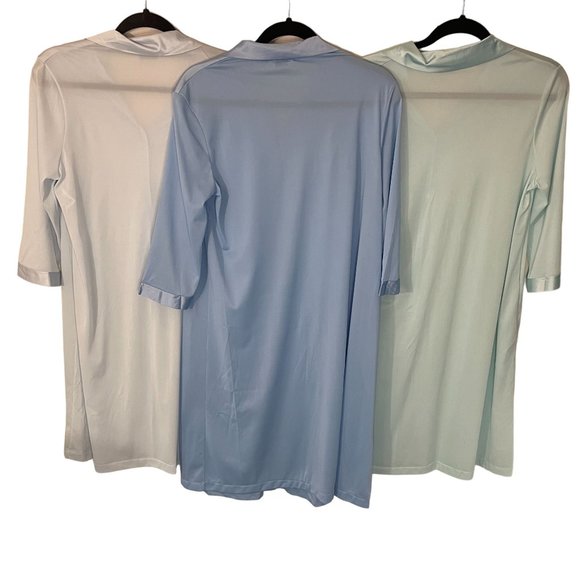 Vintage Vanity Fair Nylon Button Up Robe Nightgown Housecoat S US Blue Lot of 3 - Picture 2 of 8